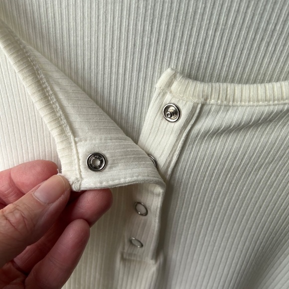 Torrid Ribbed Henley Top, Off-White - Picture 5 of 5